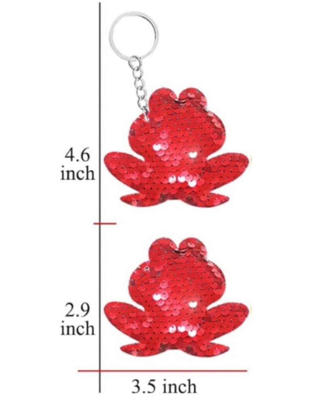 3" Flip Sequin Frog Keychain Red Silver Kids Backpack NEW Plush Gift Keys Charm